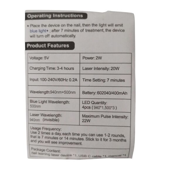 Nail Fungus Cleaning Laser Device 940nm Infrared Light + 500nm Blue Light... - Picture 15 of 15